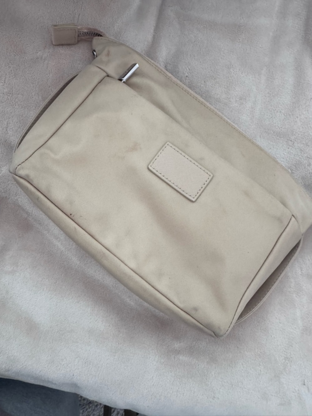 Neutral Cream Cosmetic Pouch with Top Zip